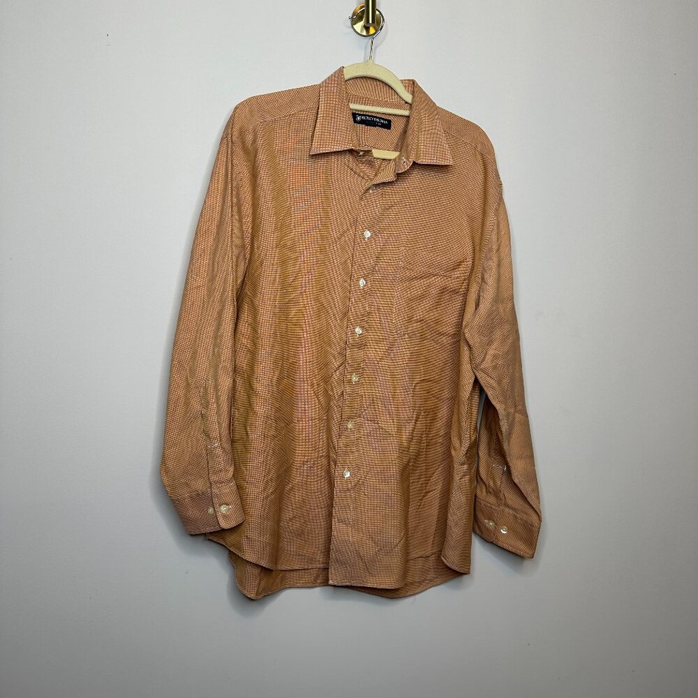 Hickey-Freeman Orange Button Front Shirt Men's 17 / 34